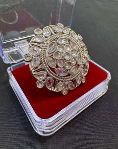 Original silver polki stone beautiful ring (adjustable)