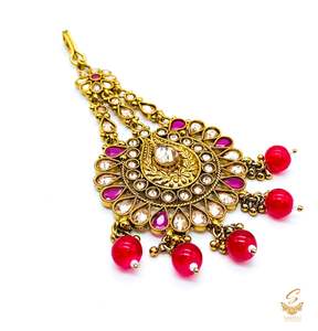 MAroon pearls and Polki stone beautiful passa