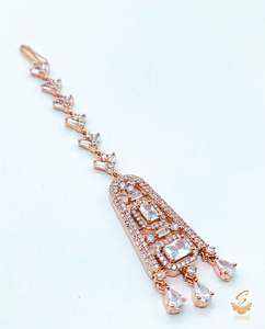 Rosegold & Silver Stone American Diamond Tikka