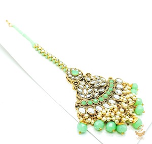 Pastel mint Pearls with kundan stone beautiful tikka