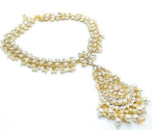 Sheeshpatti: Kundan with pearls golden colour Sheeshpatti