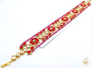 Sheeshpatti: Mazenta colour Kundan with pearls golden colour Sheeshpatti