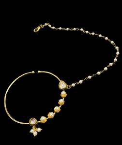 Nose Pins Nath: Large size Original Kundan stone Beautiful Bride Nath (non piercing)