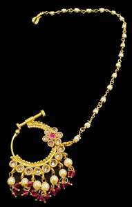 Nose Pins Nath: Small size Original Polki stone Beautiful Bride Nath (non piercing)