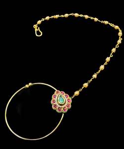 Nose Pins Nath: Original Kundan stone Beautiful Bride Nath (non piercing)