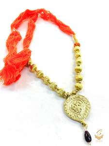 Bhangra Giddha Jwellery: Orange Kantha mala,Punjabi Traditional Jewellery for Bhangra
