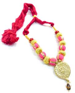Bhangra Giddha Jwellery: Hot pink Kantha mala,Punjabi Traditional Jewellery for Bhangra