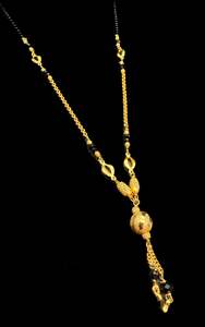 Golden Stone & Jerkan Gold Plated (Artificial) Mangalsutra With Artificial Black&hellip;