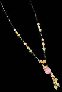 Coloured pearls with Golden Stone & Jerkan Gold Plated (Artificial) Mangalsutra &hellip;