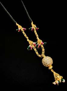 Coloured pearls with Golden Stone & Jerkan Gold Plated (Artificial) Mangalsutra &hellip;