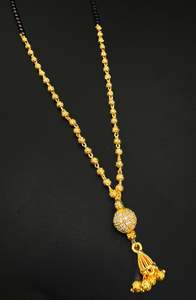 Golden Stone & Jerkan Gold Plated (Artificial) Mangalsutra With Artificial Black&hellip;