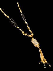 Golden Stone With Jerkan Gold Plated (Artificial) Mangalsutra With Artificial Bl&hellip;