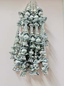 Beautiful silver design medium size lehnga latkans tessels (pair)