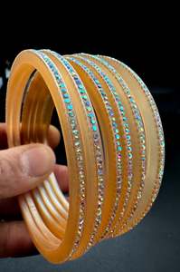 Wedding Churra: Golden Rainbow stone Churra Bangles set (6 bangles in set )price per set