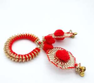Wedding Gaana: Red colour Wedding gaana with latkan