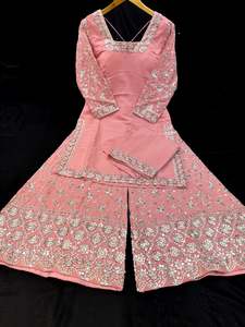 Sharara Lehnga Suits 1: (Video clip attached) Mint color Georgette based sequined and embroidery work kameez with sharara pants and Georgette dupatta