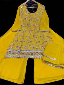 Georgette based all multicoloured floral embroidery & sequined work kameez with &hellip;