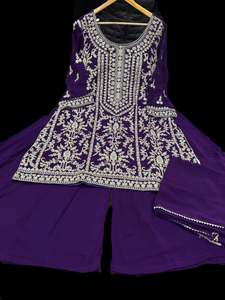 Purple color georgette based all over stones work & embroidery work kameez with &hellip;