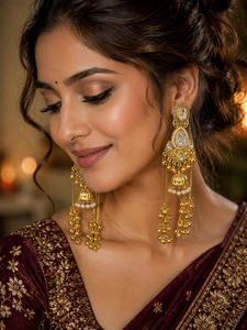 Statement Kashmiri earrings featuring delicate jhumki drops and timeless ethnic &hellip;