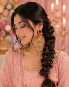 Hot Pink color Elegant Kashmiri earrings featuring gemstone studs with delicate &hellip;