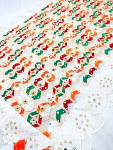 Phulkari Dupatta: Pure chiffon based Heavy work Phulkari dupatta all over stone work and mirror