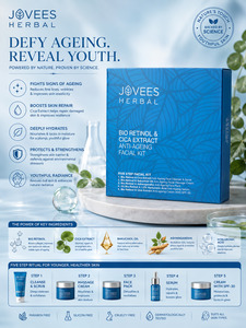Beauty: JOVEES HERBAL BIO RETINOL AND CICA EXTRACT ANTI-AGEING Salon pack FACIAL KIT with 5 Easy Steps- Multiple Use