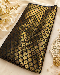 Fabrics: Black brocade silk Fabric (price per meter) perfect for stitching blouses /skirts /suits (aprox 112cm width )slight variation in color may occur