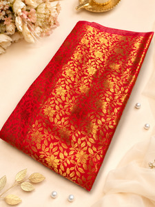 Fabrics: Red brocade silk Fabric (price per meter) perfect for stitching blouses /skirts /suits (aprox 112cm width )slight variation in color may occur
