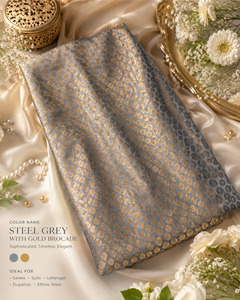 Grey brocade silk Fabric (price per meter) perfect for stitching blouses /skirts&hellip;