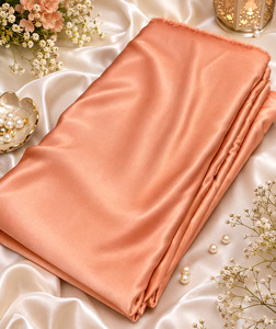 Fabrics: Peach Coral colour Satin beautiful soft fabric(Per meter) 112cm width (slight variation in color is possible)