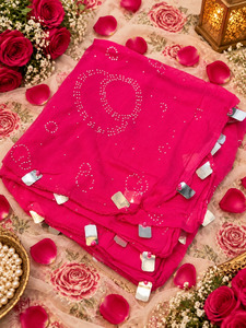 Womens: Elegant embellished dupatta with delicate sequin work and beautiful lace detailing, perfect for festive and party wear. slight variation in color & design is possible