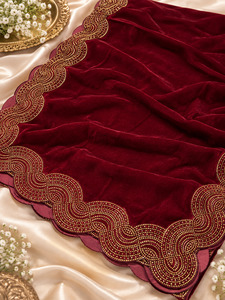 Luxurious soft velvet dupatta in deep shade, finished with elegant stone work an&hellip;