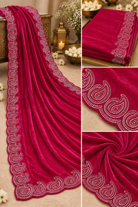 Luxurious soft velvet dupatta in deep shade, finished with elegant stone work an&hellip;