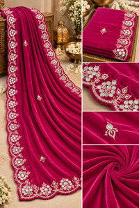 Luxurious soft velvet dupatta in deep shade, finished with elegant stone work an&hellip;