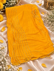 Elegant chiffon dupatta with delicate gold stripe detailing. Lightweight, flowy &hellip;