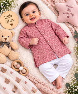 Soft Rayon chikankri sequin based Newborn Kurta Pajama Set with soft inner linin&hellip;