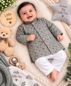 Soft Rayon chikankri sequin based Newborn Kurta Pajama Set with soft inner linin&hellip;
