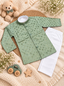 Soft Rayon chikankri sequin based Newborn Kurta Pajama Set with soft inner linin&hellip;