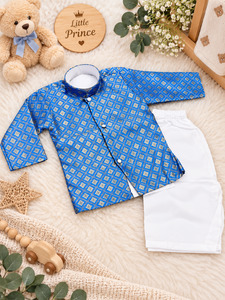 Adorable Brocade Silk Newborn Kurta Pajama Set with soft inner lining, easy fron&hellip;