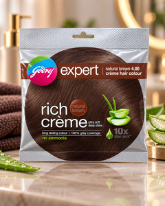 Godrej Expert Rich Crème Hair Colour – Natural Brown 4.00 with 100% grey cove&hellip;