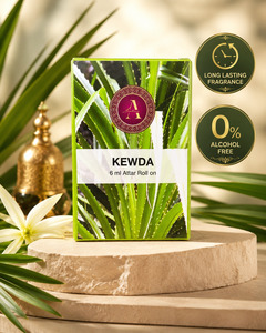 Beauty: Kewda Attar Roll-On – a fresh, long-lasting traditional fragrance with 0% alcohol, perfect for everyday use 6ml roll-on