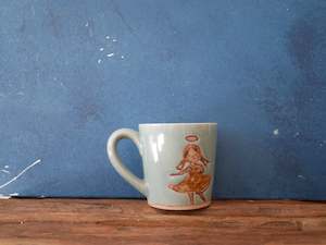 Celadon: Green-blue celadon glazed | Hand-drawn | Pretty girl - Mug