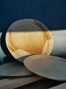 Natural Speckle: Uneven shallow Natural Speckle plate - Plate - III - Rubber tree ash glazed plate