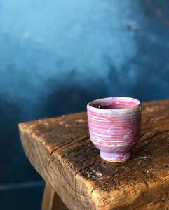 Pinky Purple Teacup, Light Yellow Hints, Circling Textures Exterior