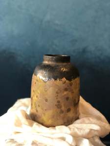 Small: Yellow-Gold Vase, Glazed, Rustic Shades, Handmade
