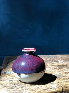 Kinyo - Rouge Flambe' - Copper Red - purpel Tiny Vase 7