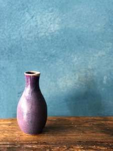Pink Purple Vase, White Rim, Handmade