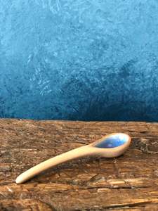 Rough Handle Spoons, Shiny Cracks Blue Design, Handmade