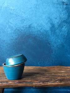 Utensil: Deep Blue Cup with Lid, Handcrafted
