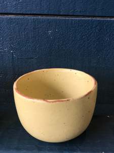 Mini Yellow Cup: rough, Speckled, Raw Rim, Handmade